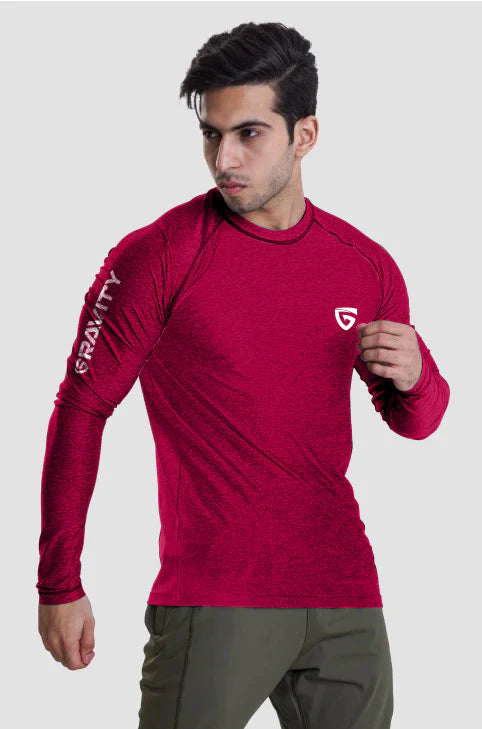 Gravity Long Sleeves Tee-Burgandy