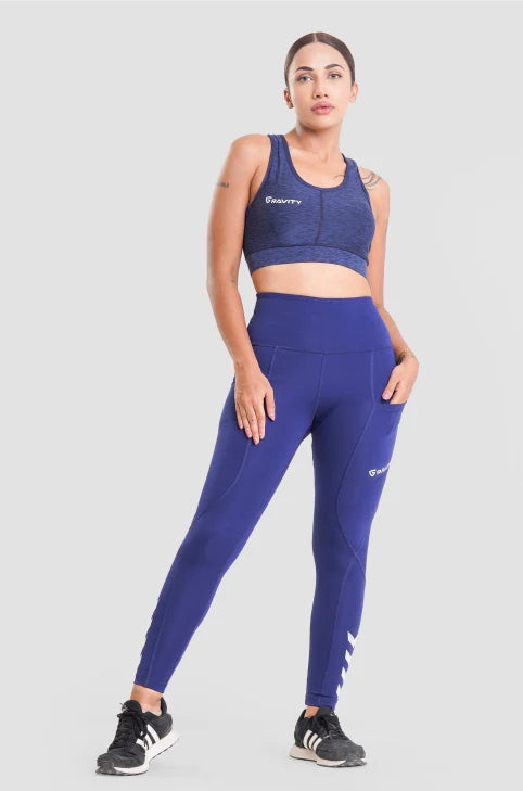 High Waisted Leggings -Blue