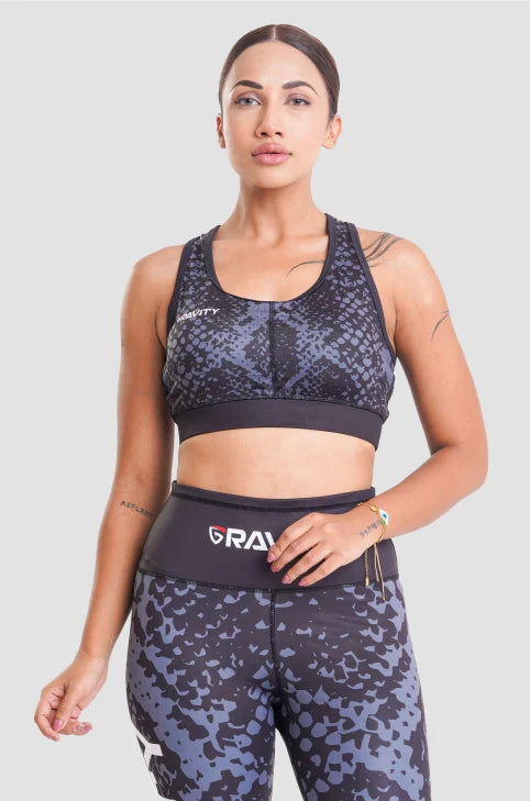 Printed Sports Bra-Blue