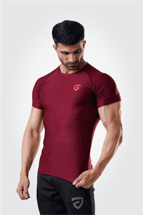 Muscle Texture Tee-Mehroon