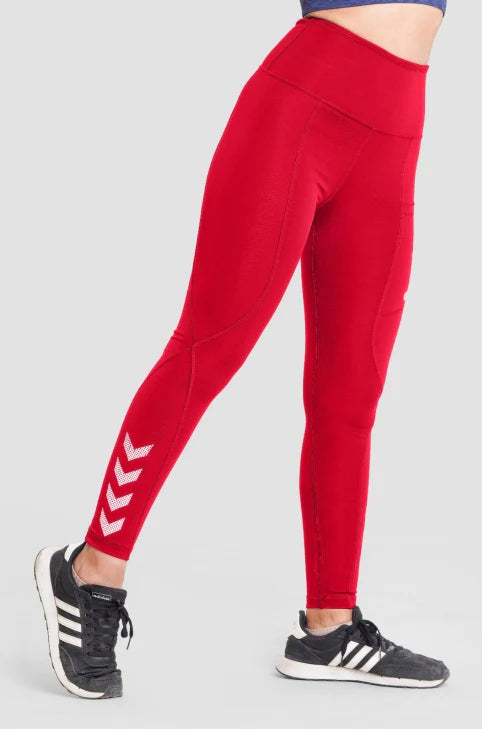 High Waisted Leggings -Red